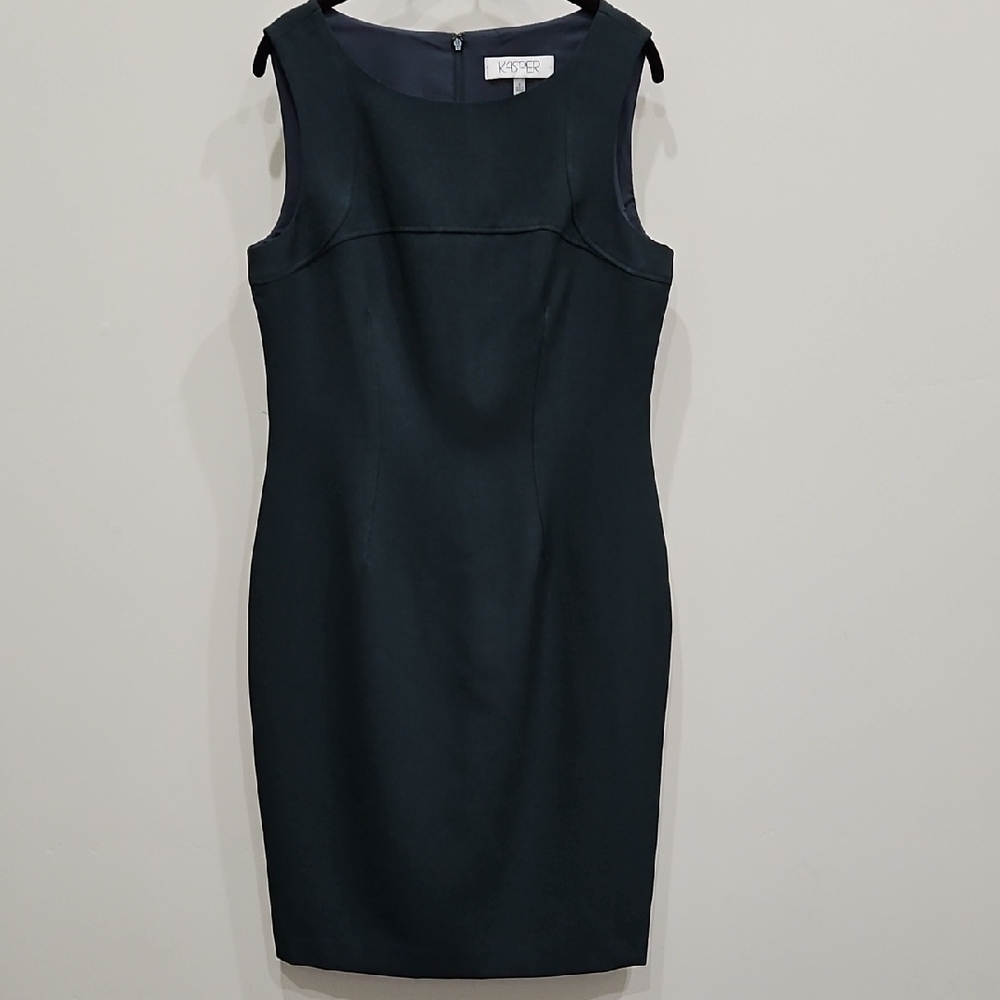 Kasper Dark Green Sleeveless Sheath Mini Dress